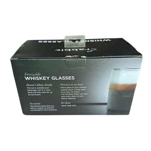 Rabbit Freezable‎ 8 oz Whiskey Glasses Set 2 Double-Walled Glass Silicone Base - Picture 2 of 9